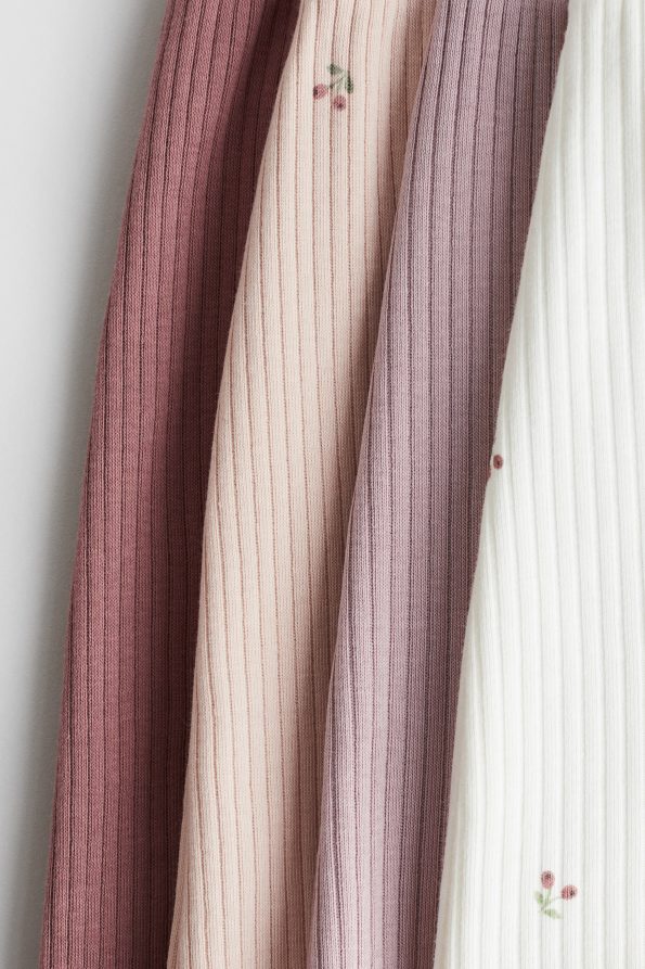 Set of 4 Ribbed Cotton Pants
