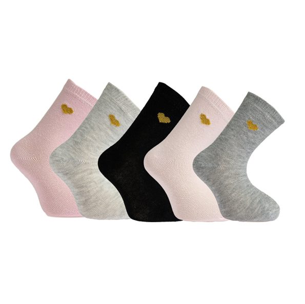 Girls' 5-Pack Patterned Brown Ankle Socks