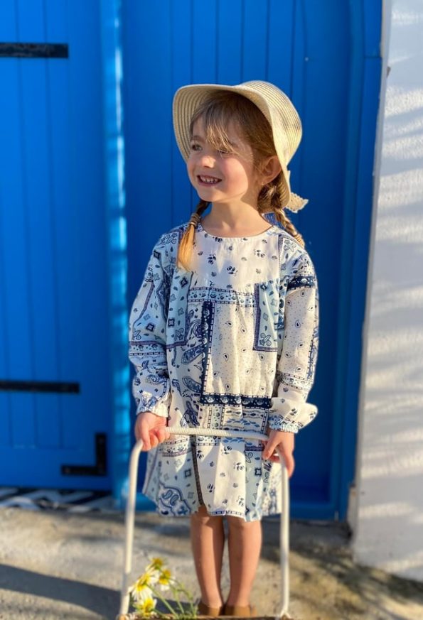 Patterned Dress for Ages 2-6 with Shawl Design