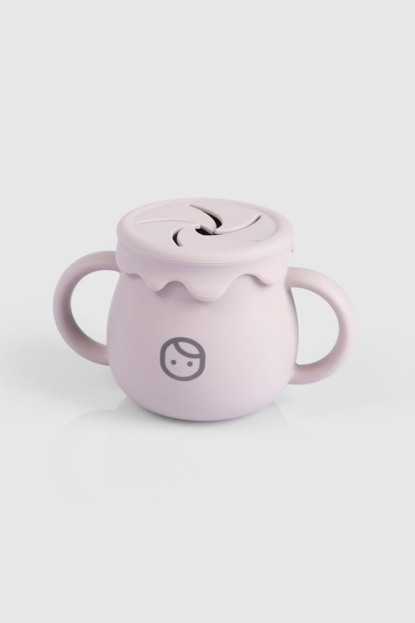 Silicone Straw Cup and Snack Cup Pink