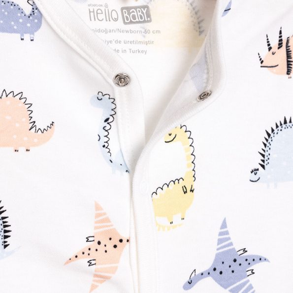 Newborn Baby Boy Dino Print Romper and Beanie Set