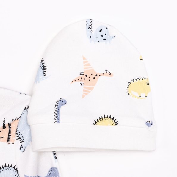 Newborn Baby Boy Dino Print Romper and Beanie Set