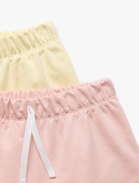 Girls' Cotton Elastic Waist Basic Multicolor Bermuda Shorts Set