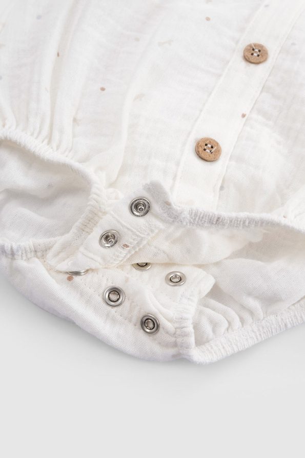 Organic Cotton Muslin Ecru Baby Sleeveless Bodysuit