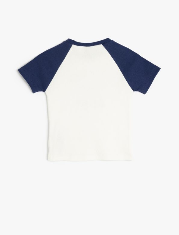 Girls' Short Sleeve Color Block T-Shirt with Print Details