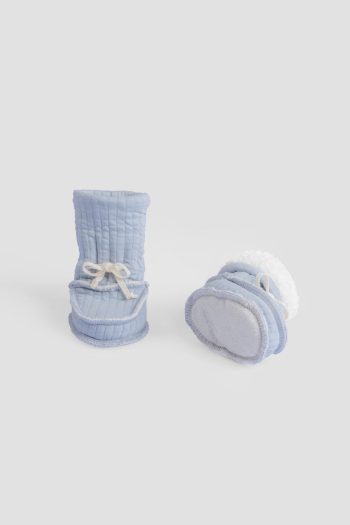 Wellsoft Quilted Blue Baby Booties