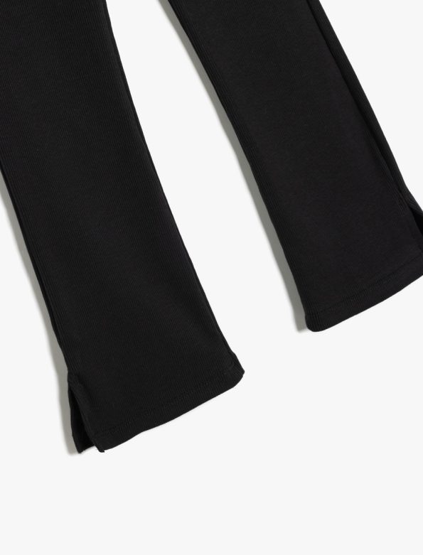 Girls' Basic Spanish Flare Leggings with Pocket and Slit Detail