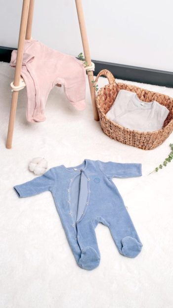 Little Gusto Self-Gloved Cuffed Velvet Baby Romper Gray