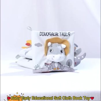 Jjovce Crinkly Dinosaur Baby Book 3D Montessori Washable Fabric Book