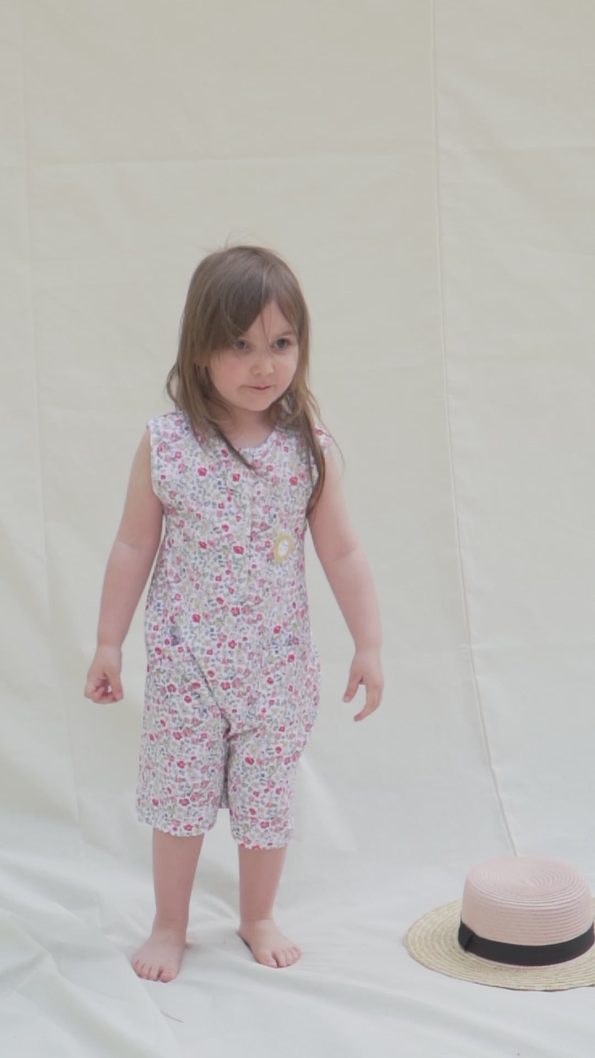 Bamboo Flower Pattern Sleeveless Romper