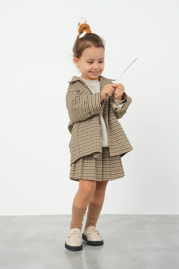 Plaid Skirt Shorts Brown