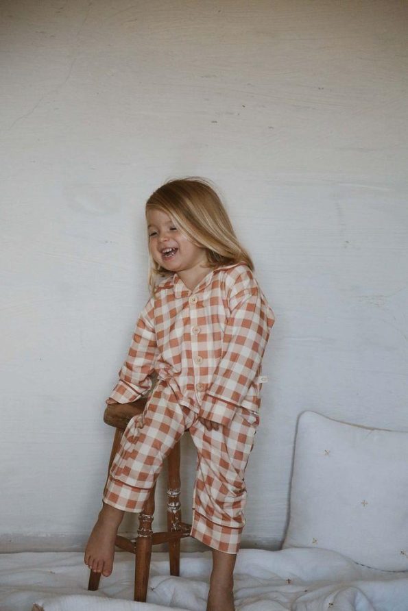 Checked Baby and Kids Pajama Set