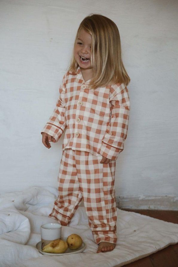 Checked Baby and Kids Pajama Set