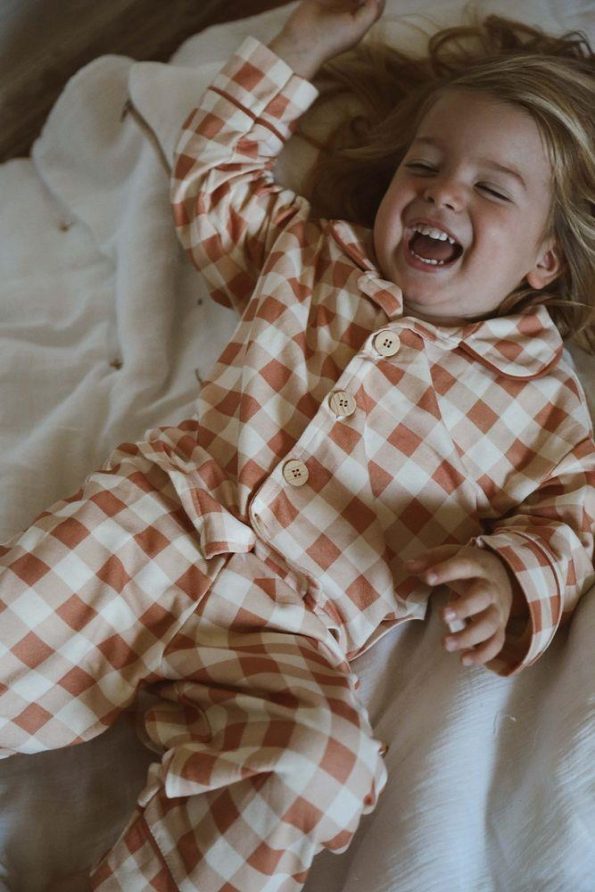 Checked Baby and Kids Pajama Set