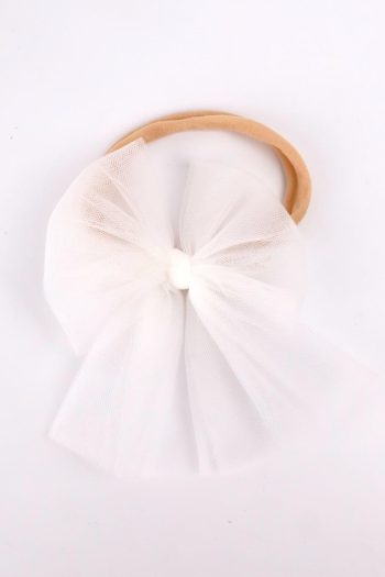 Ivory Tulle Bow Headband