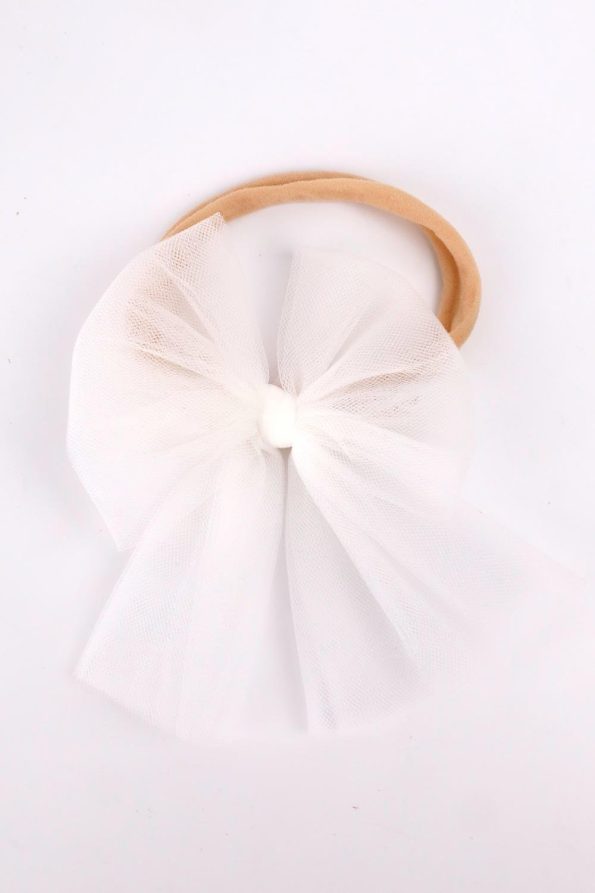 Ivory Tulle Bow Headband