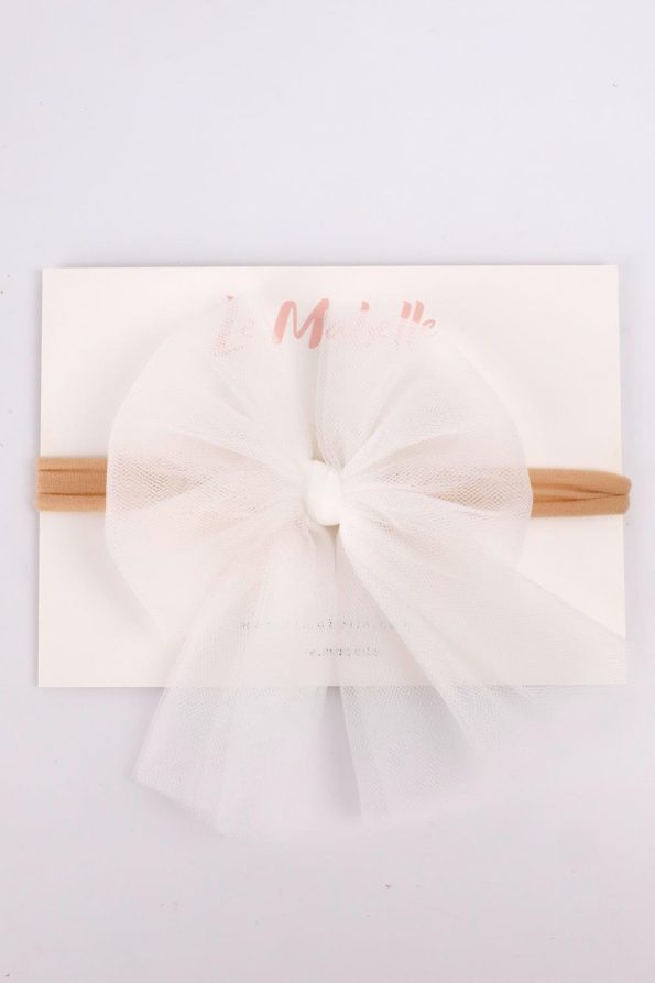 Ivory Tulle Bow Headband