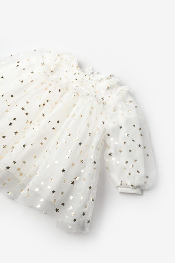 Ivory Star Detail Baby Girl Tulle Dress - Vanessa