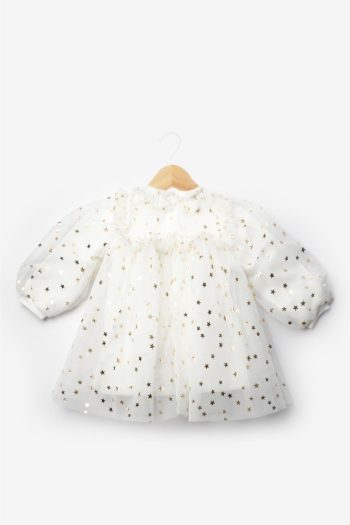 Ivory Star Detail Baby Girl Tulle Dress - Vanessa