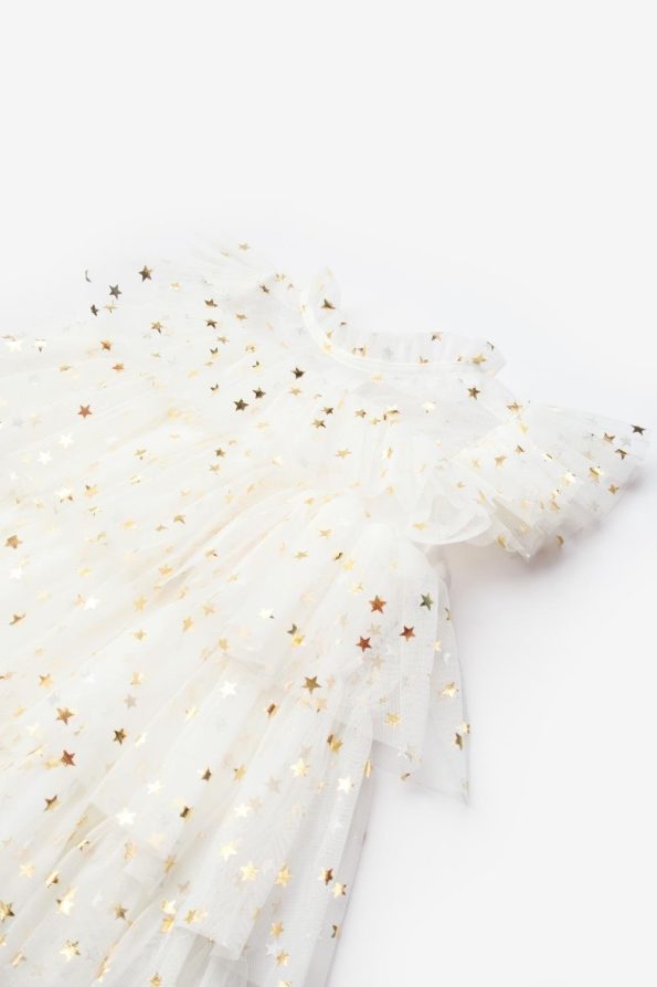 Ivory Starry Layered Tulle Dress for Girls - Essie