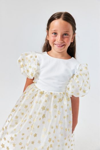 Ivory Star Tulle Skirt Girls Dress - Elsa