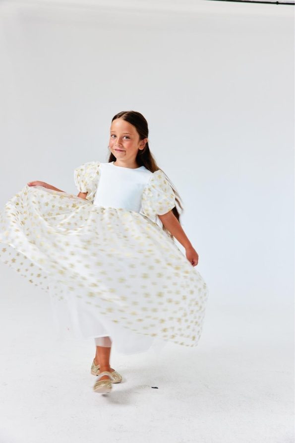 Ivory Star Tulle Skirt Girls Dress - Elsa