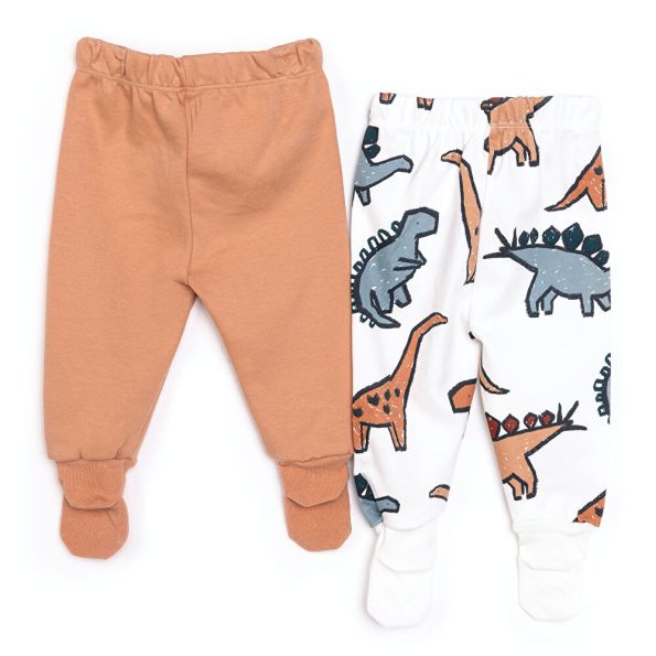 Beige Interlock Patterned Pants with Socks for Baby Boys