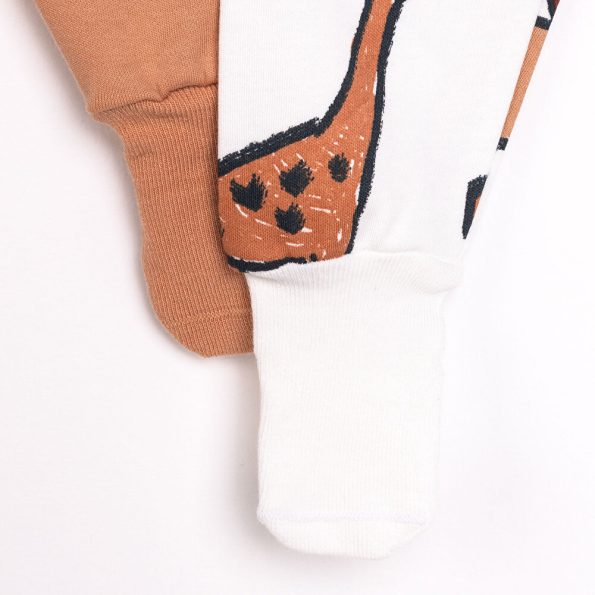 Beige Interlock Patterned Pants with Socks for Baby Boys