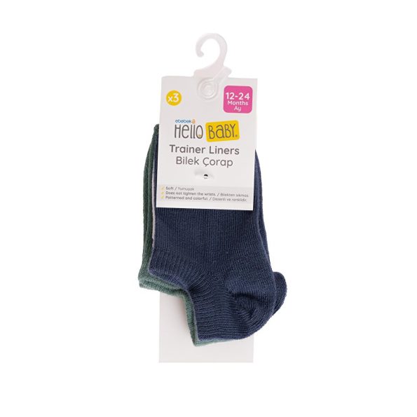 Boys' Navy Blue Ankle Socks Set of 3