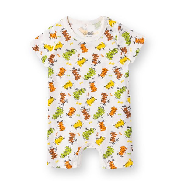 Boys' Short Romper with Snap Closure and Round Neck