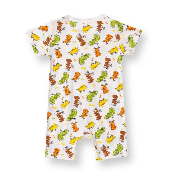 Boys' Short Romper with Snap Closure and Round Neck