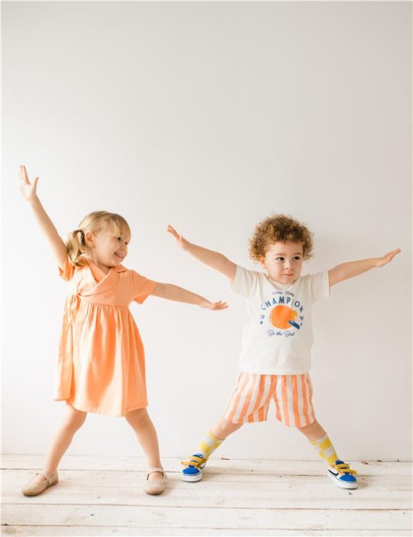 Boys' Orange Striped T-Shirt and Shorts Set