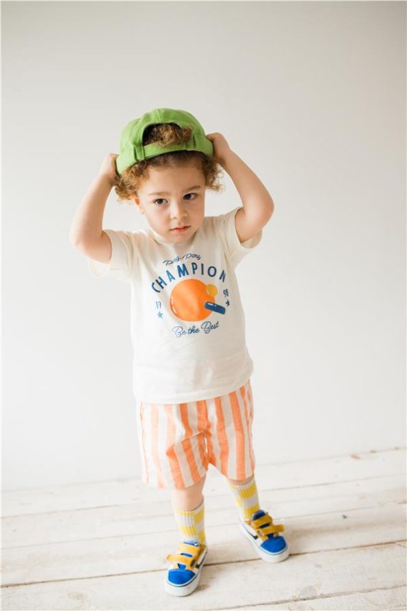 Boys' Orange Striped T-Shirt and Shorts Set