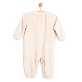Newborn Baby Boys Velvet Jumpsuit in Beige