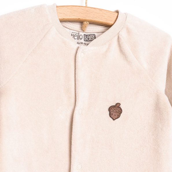 Newborn Baby Boys Velvet Jumpsuit in Beige