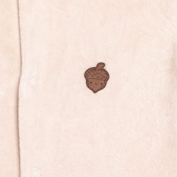 Newborn Baby Boys Velvet Jumpsuit in Beige