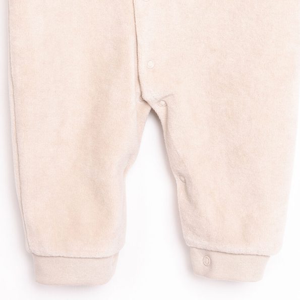 Newborn Baby Boys Velvet Jumpsuit in Beige
