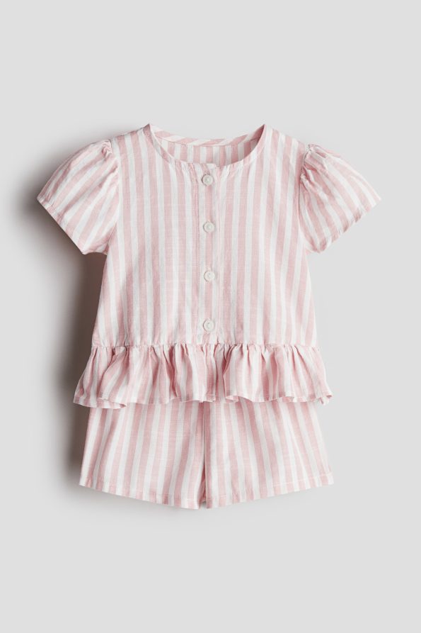 2 Piece Blouse and Shorts Set