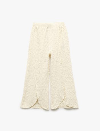Girls' Palazzo Pants with Slit Detail and Elastic Waist