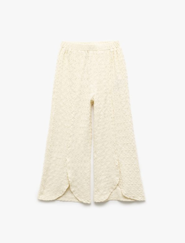 Girls' Palazzo Pants with Slit Detail and Elastic Waist