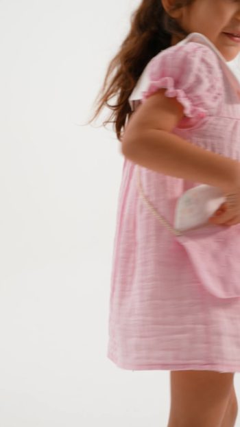 Minipodyum Embroidered Baby Collar Muslin Dress for Girls