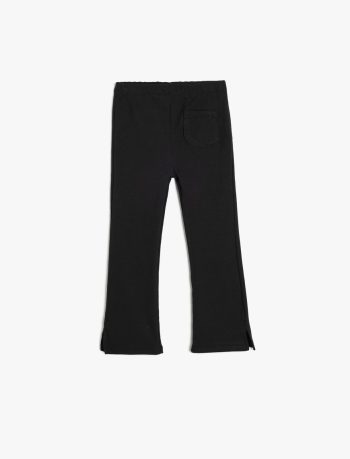 Girls' Basic Spanish Flare Leggings with Pocket and Slit Detail