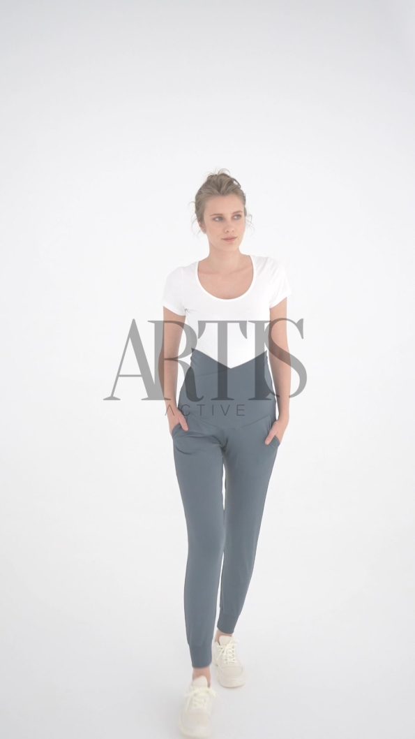 High Waist Pocketed Maternity Jogger Pants with Cross Belt