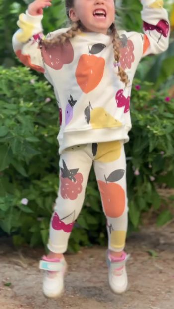 GOKJOY BOUTIQUE 100% COTTON PREMIUM QUALITY FRUIT PRINT GIRLS' LEGGING SET