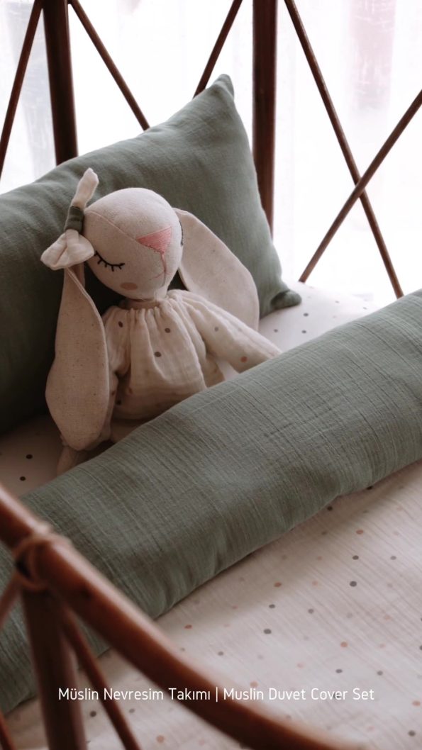 TBA COLLECTION Mother Side Muslin Bedding Set | Green Dots