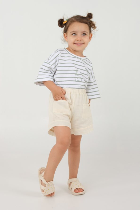 Ruffled Shorts in Bone Color