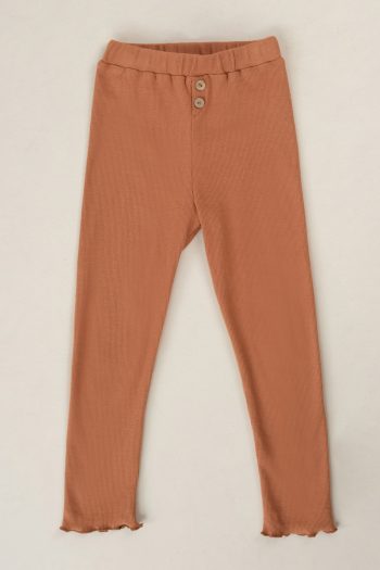 Ribbed Long Leggings Peach