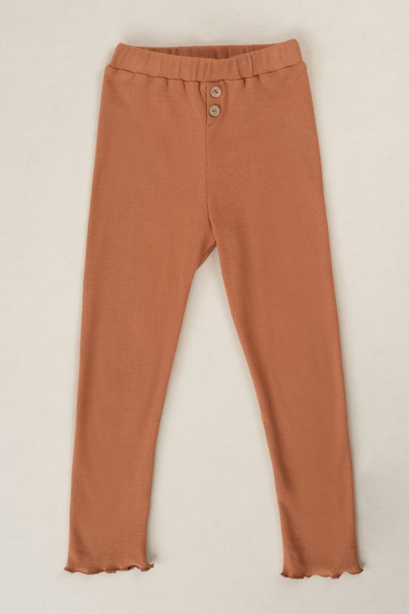 Ribbed Long Leggings Peach