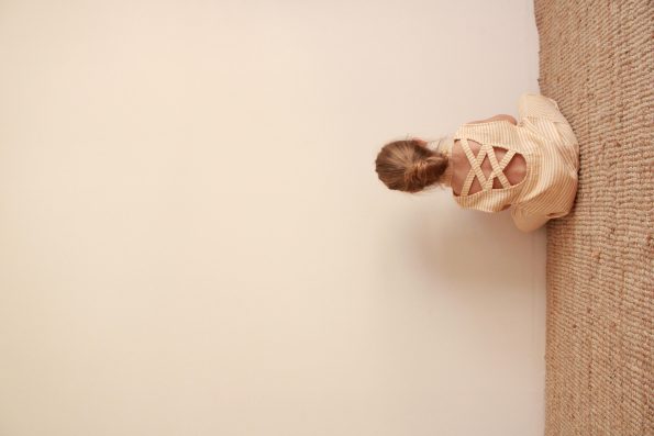 Pastel Yellow Striped Muslin Set with Cross Stripe Details