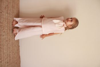 Pink Striped Muslin Set with Foulard Detail